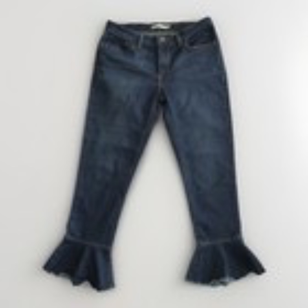 Levi's Women's 711 Skinny Blue Ruffled Hem Cropped Jeans Size 29